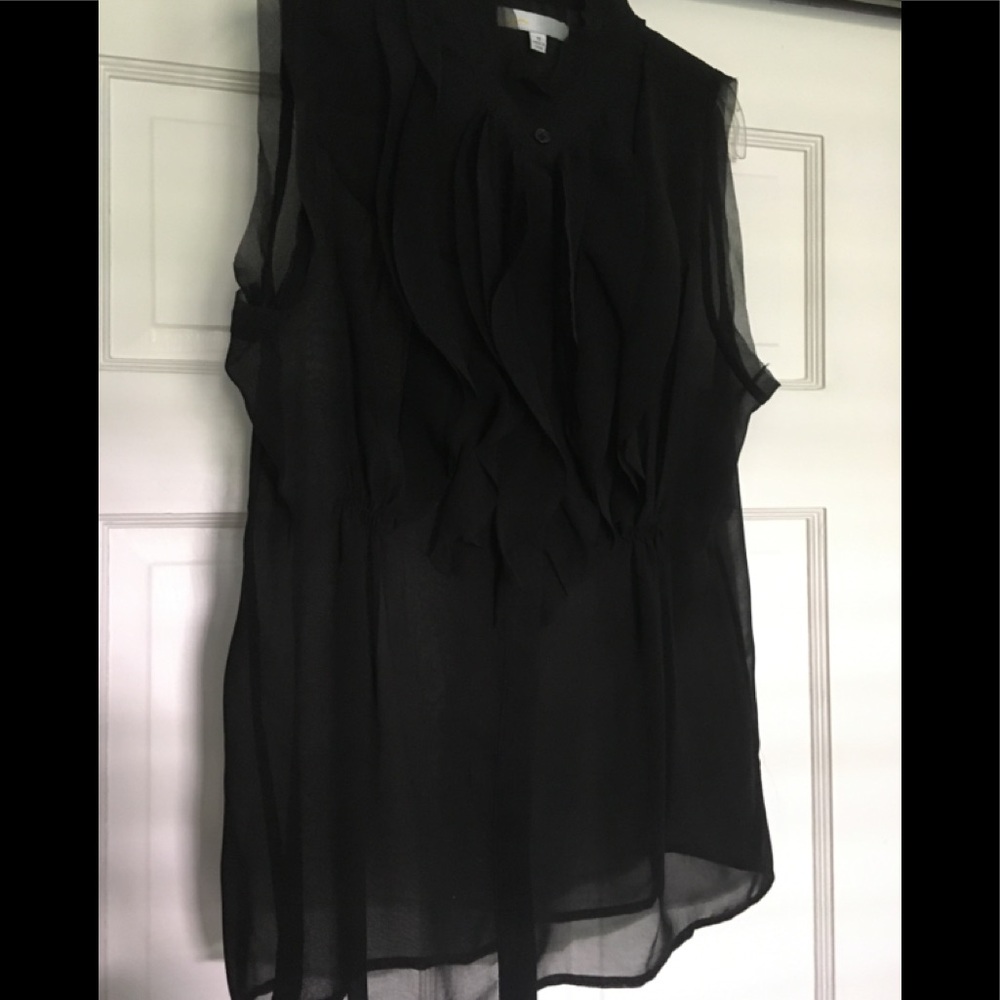 Elegant LIV sheer black button-front top